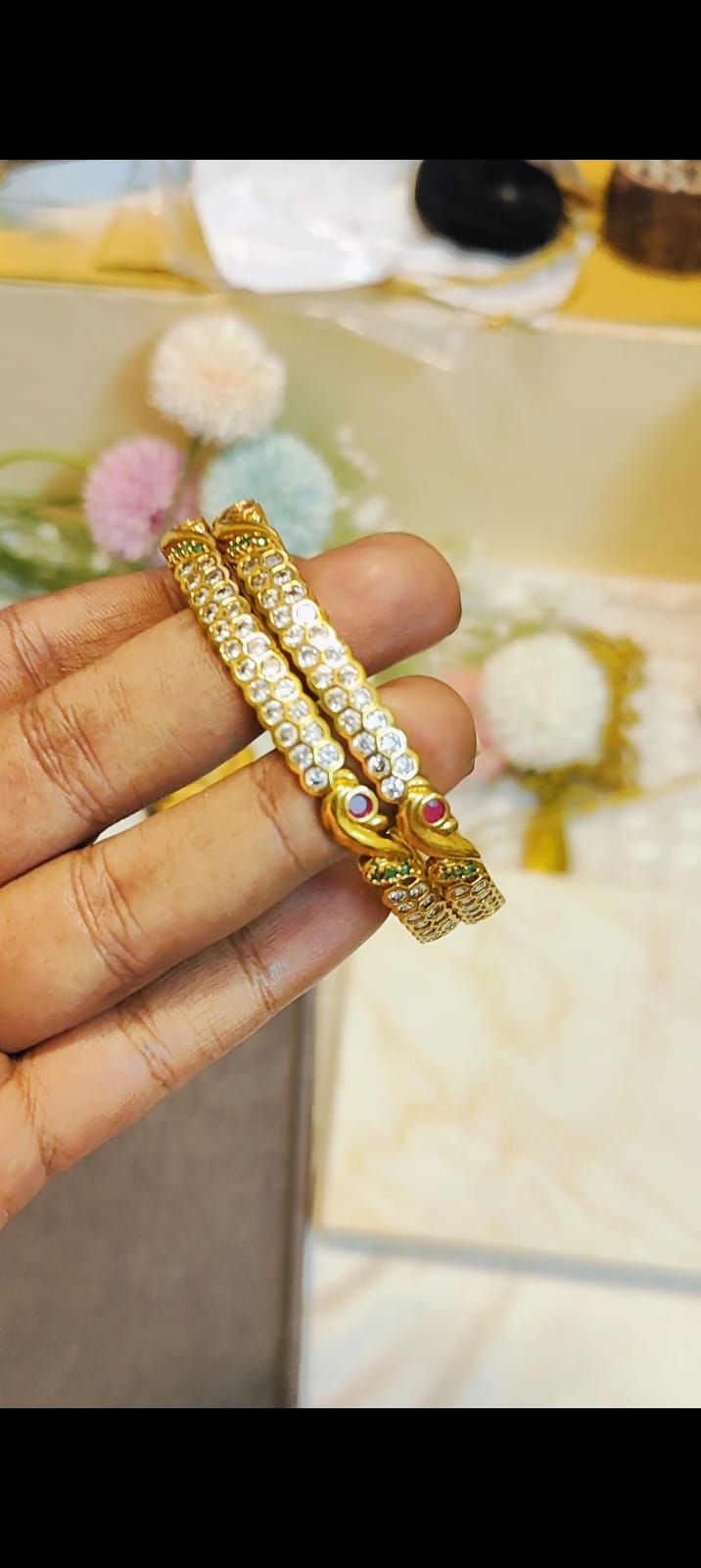 Gold antique finish bangles premium quality