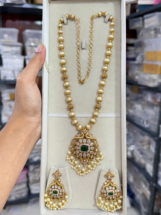 Cz stone locket Swarovski pearls