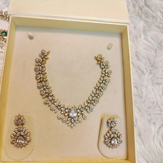 Radiant AD stones necklace set