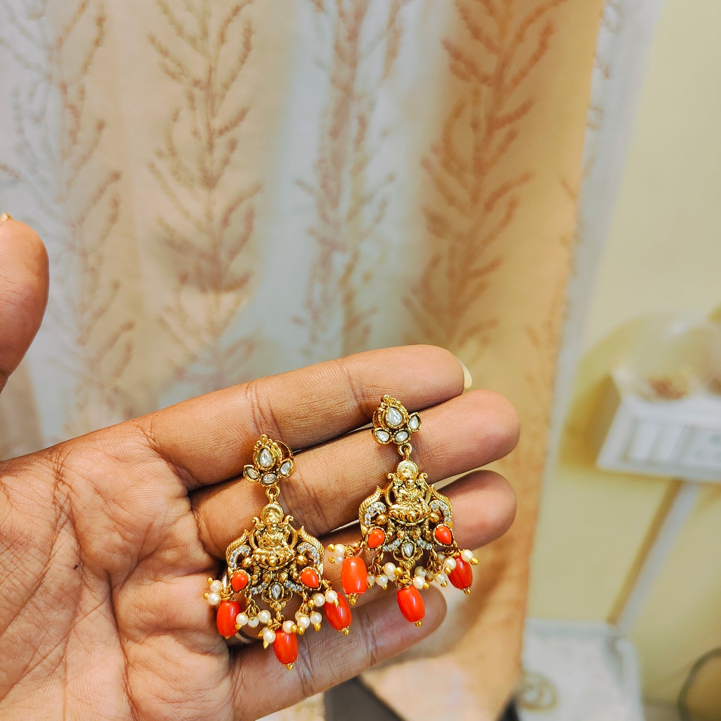 Antique lakshmi coral pearl haram