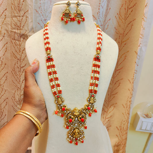 Antique lakshmi coral pearl haram