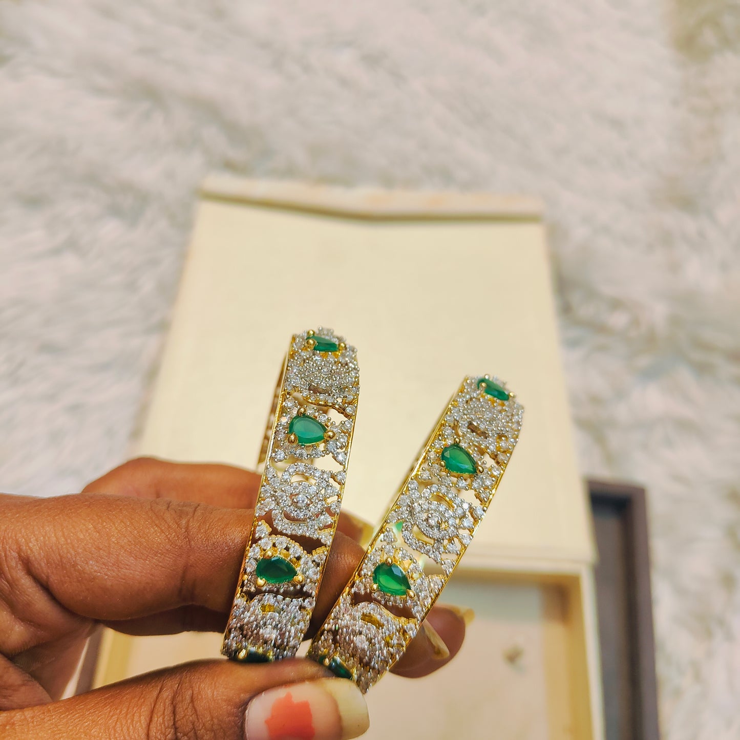 Gj polish lotus broad bangles
