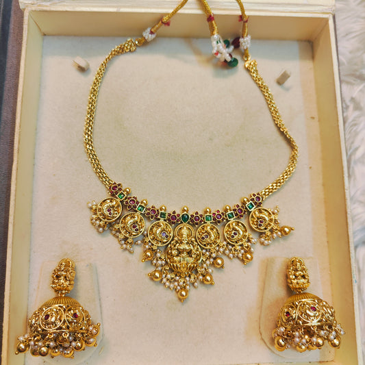 Heritage lakshmi choker set with jhumka