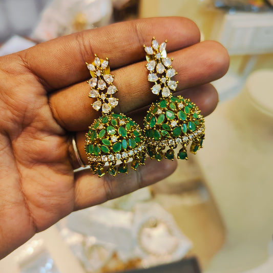 AD stone green jhumka