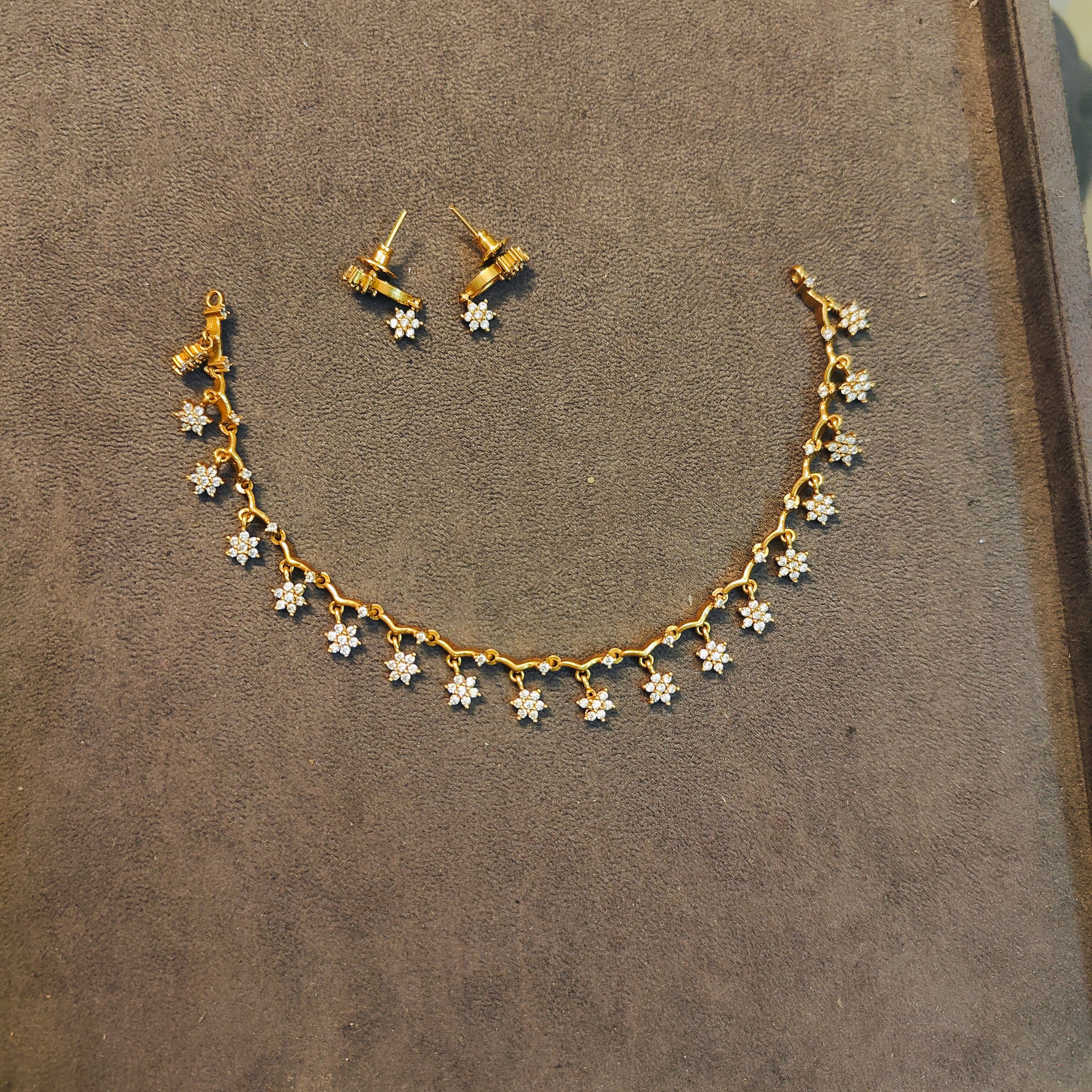 Floral Cz Drop necklace set