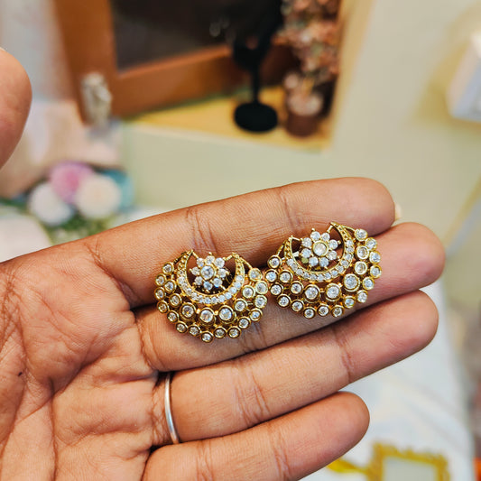 Crescent cz stud earrings
