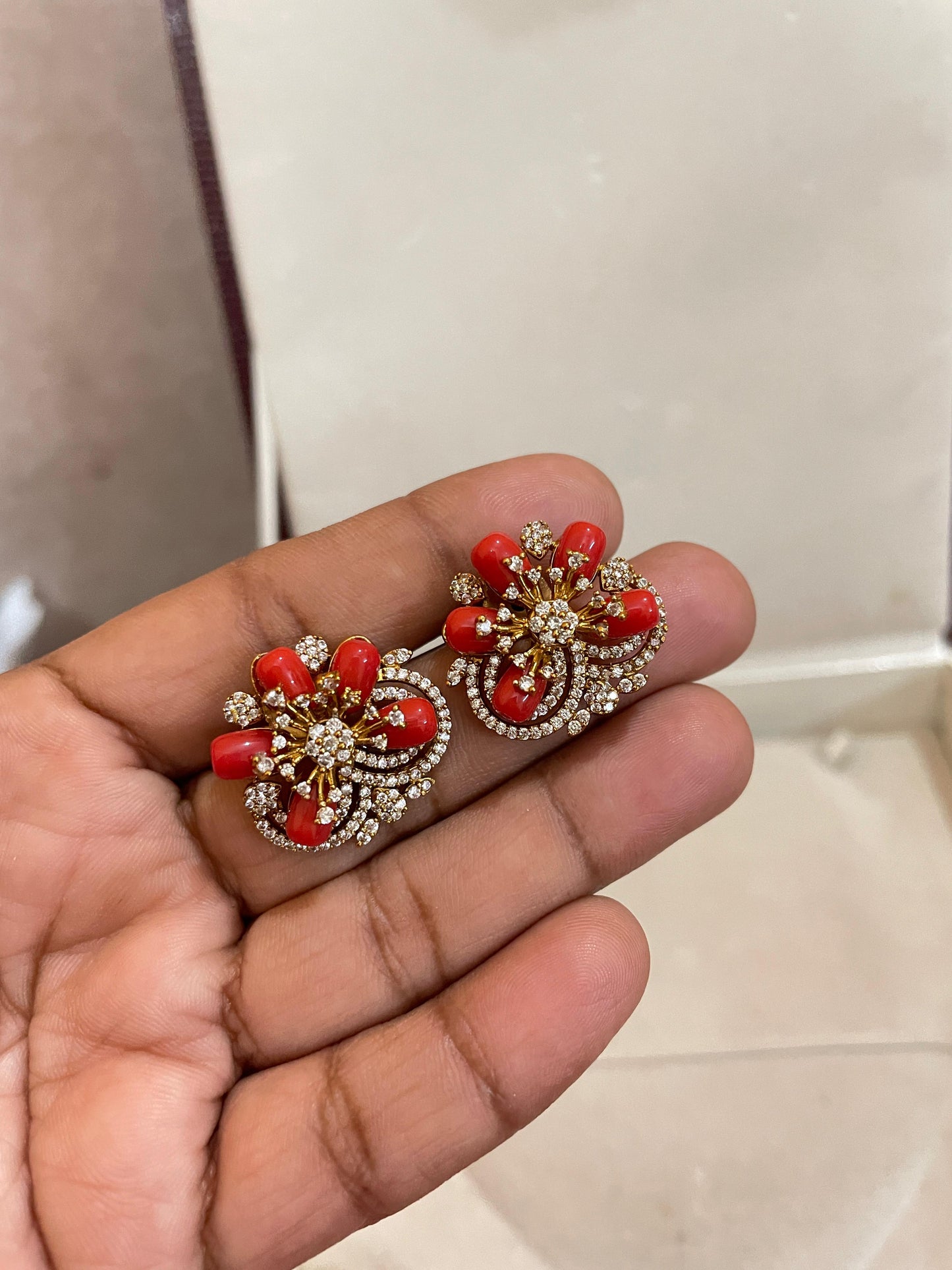Elegant gemstone floral earrings