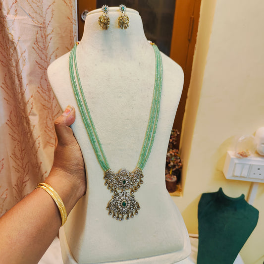 Real onyx beads chandbali style pendant