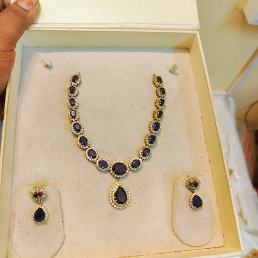 Royal purple teardrop necklace set