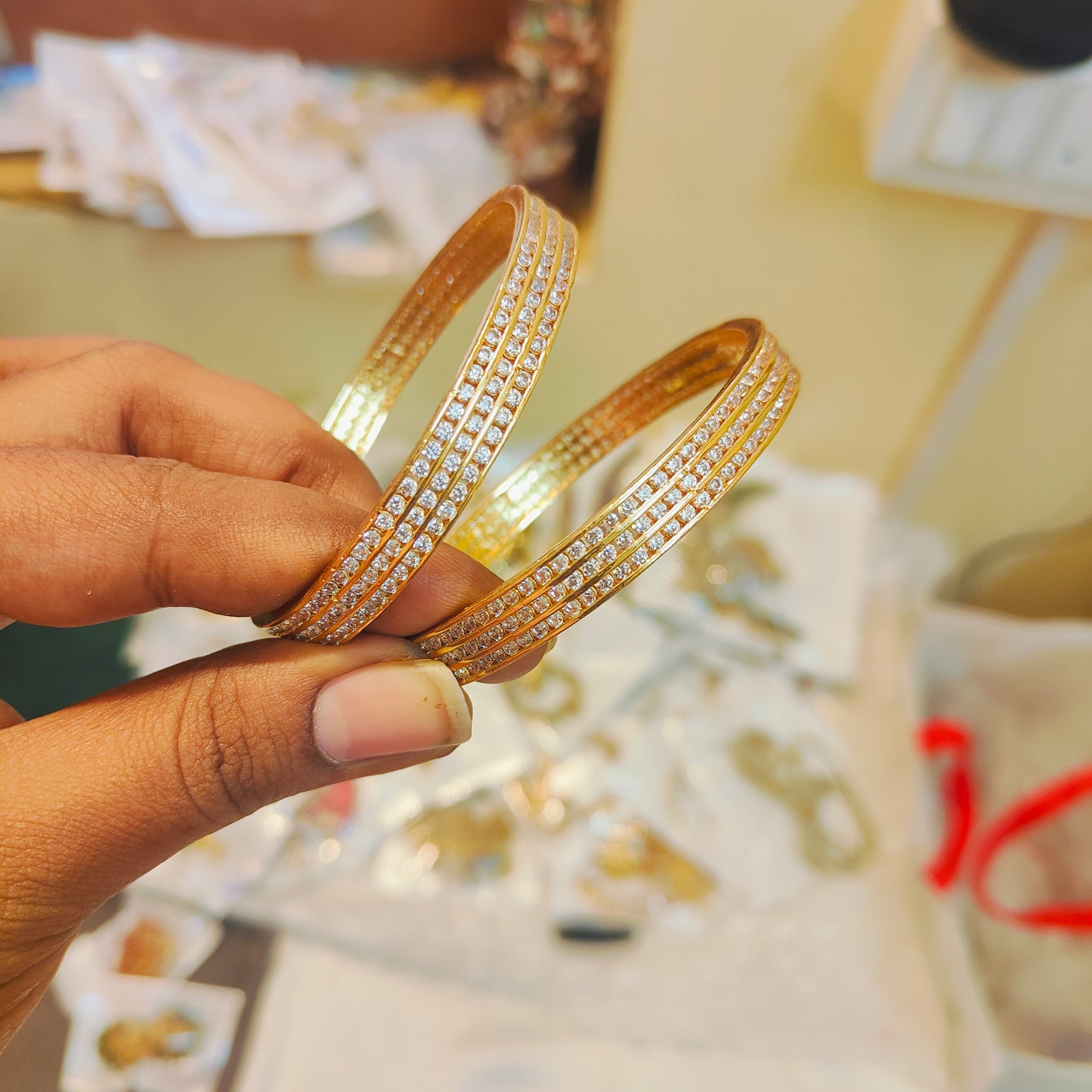 Elegant triple row cz bangles