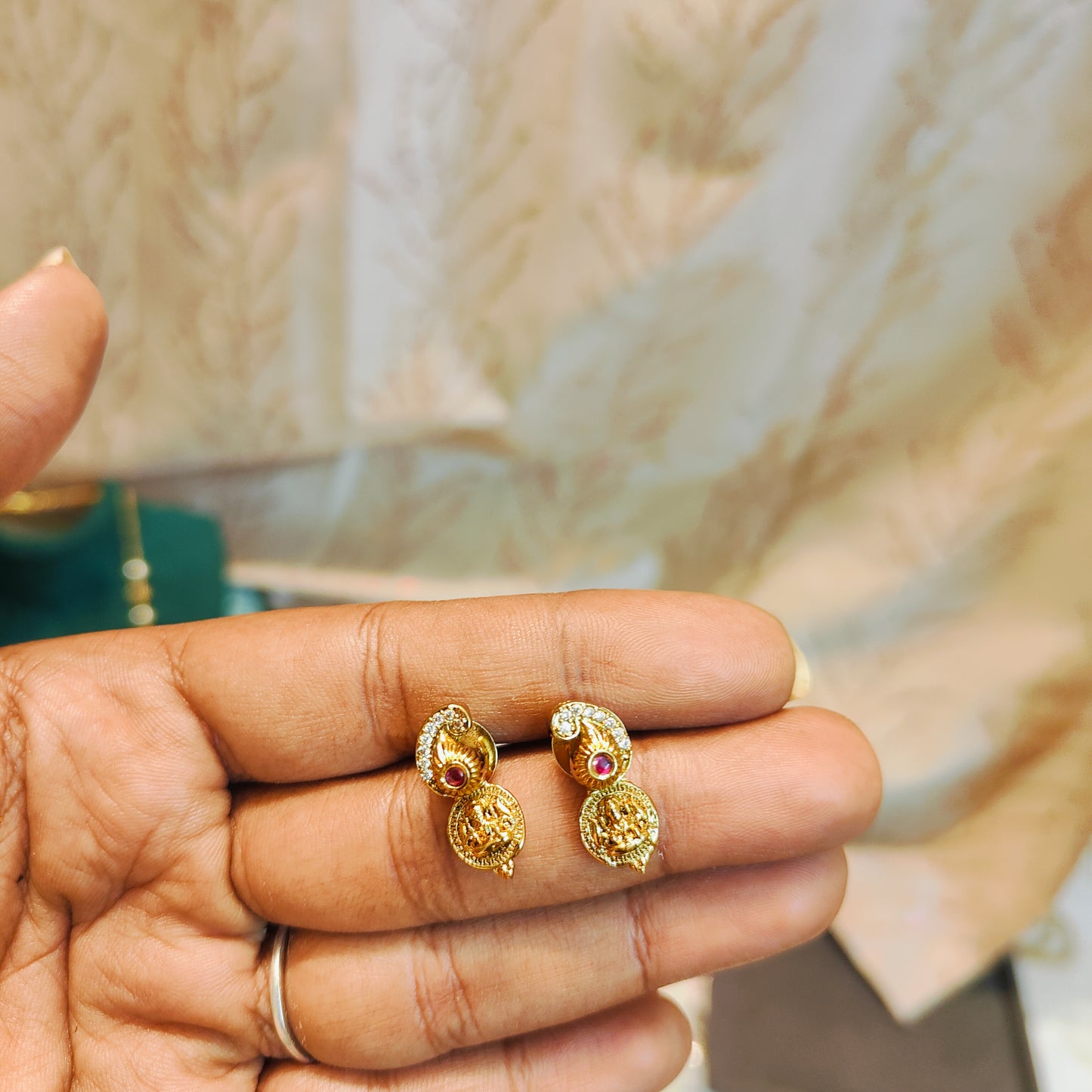 Antique lakshmi coin haram with stud earrings