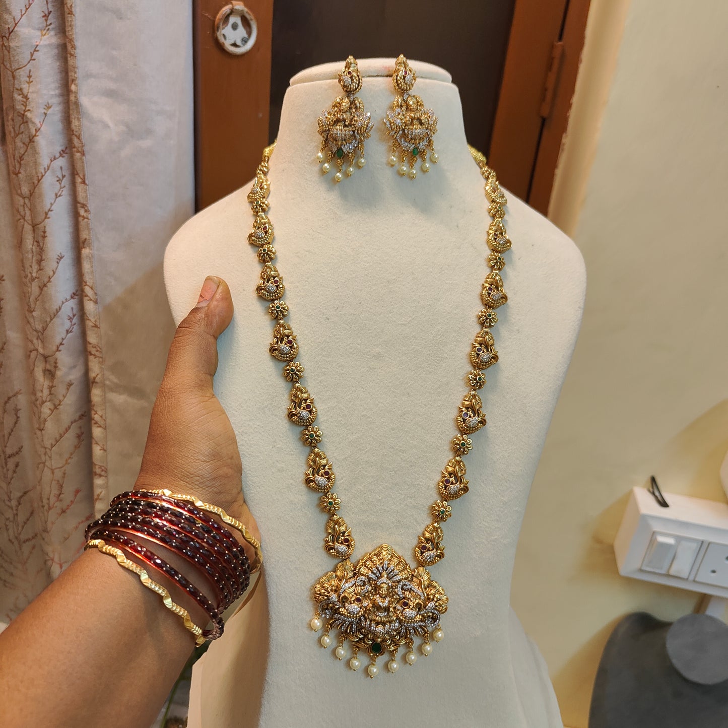 Gold Antique finish Lakshmi Haram