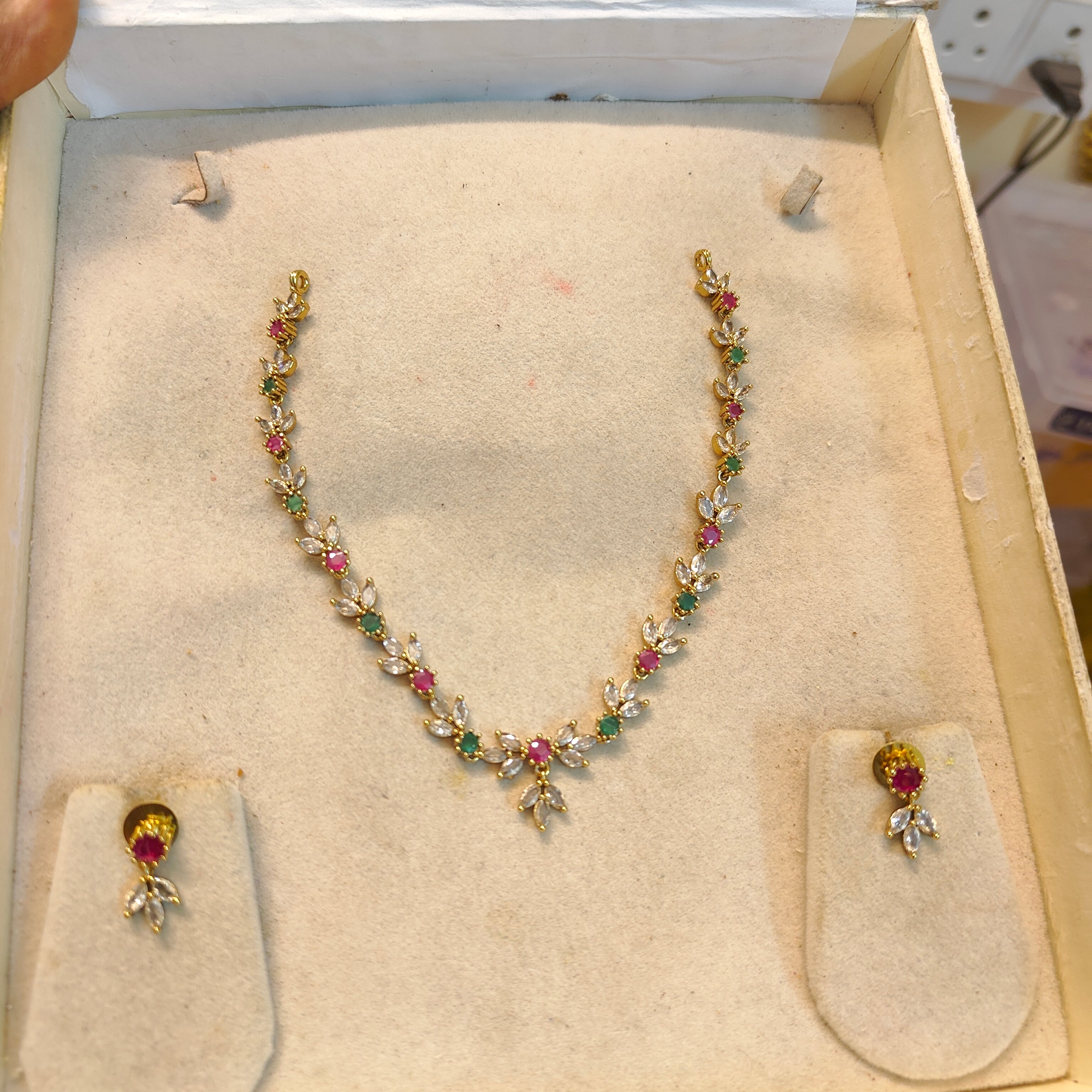 Elegant Cz stone gold plated necklace set