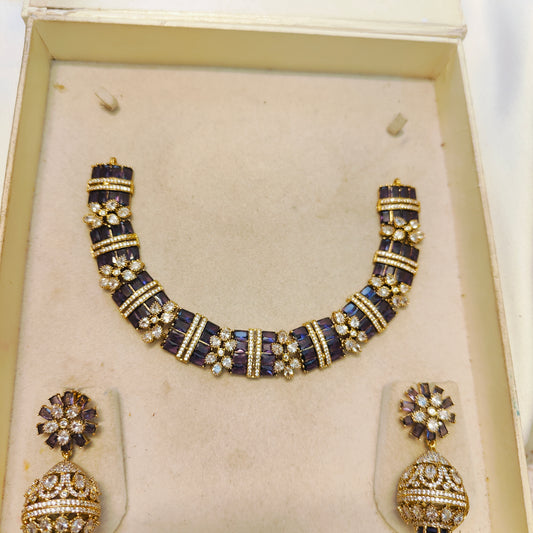Royal purple gemstone necklace set