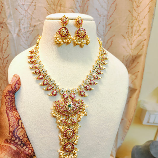 Heritage Real Kemp stones mango necklace set