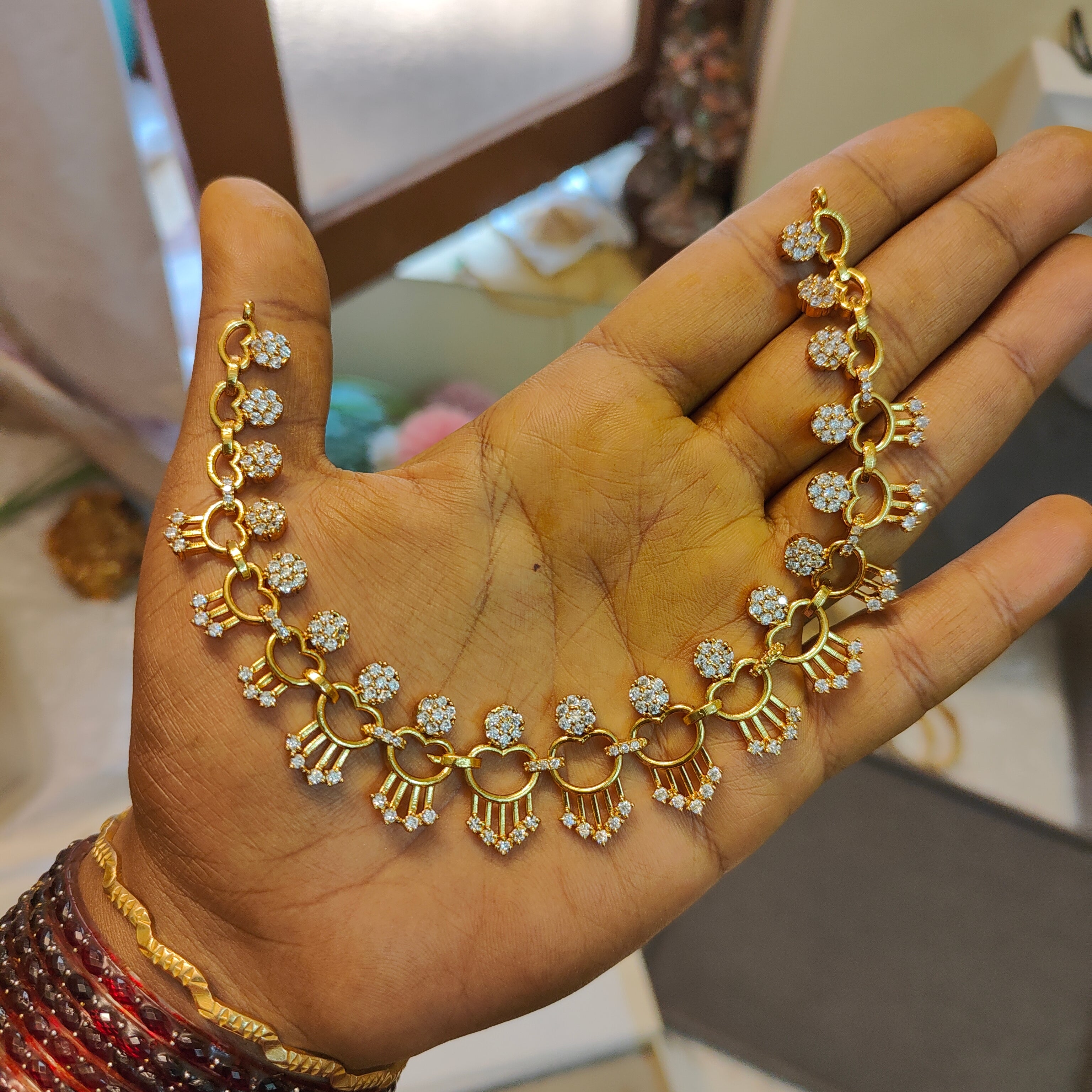 Simple Cz stone gold plated necklace set