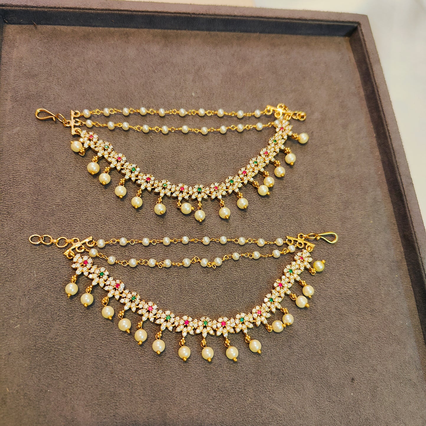 Floral cz stone side chain