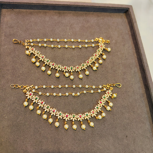 Floral cz stone side chain