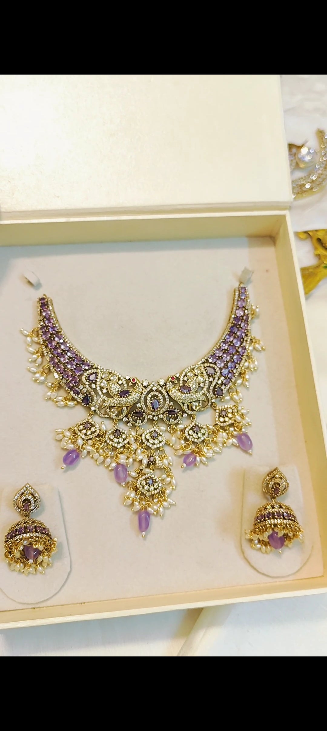 Royal purple gemstone necklace set