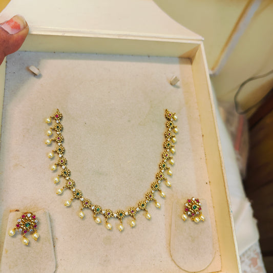 Traditional Kemp pearl drop necklace set