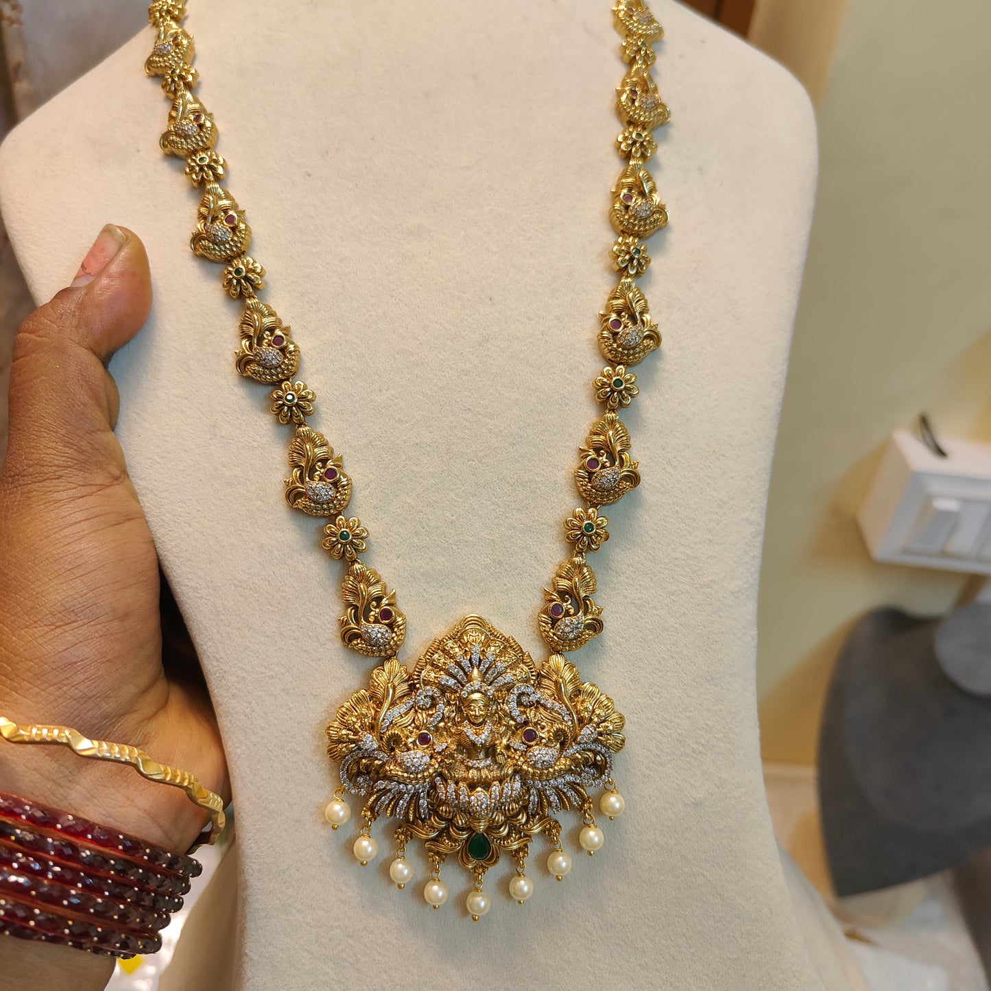 Gold Antique finish Lakshmi Haram