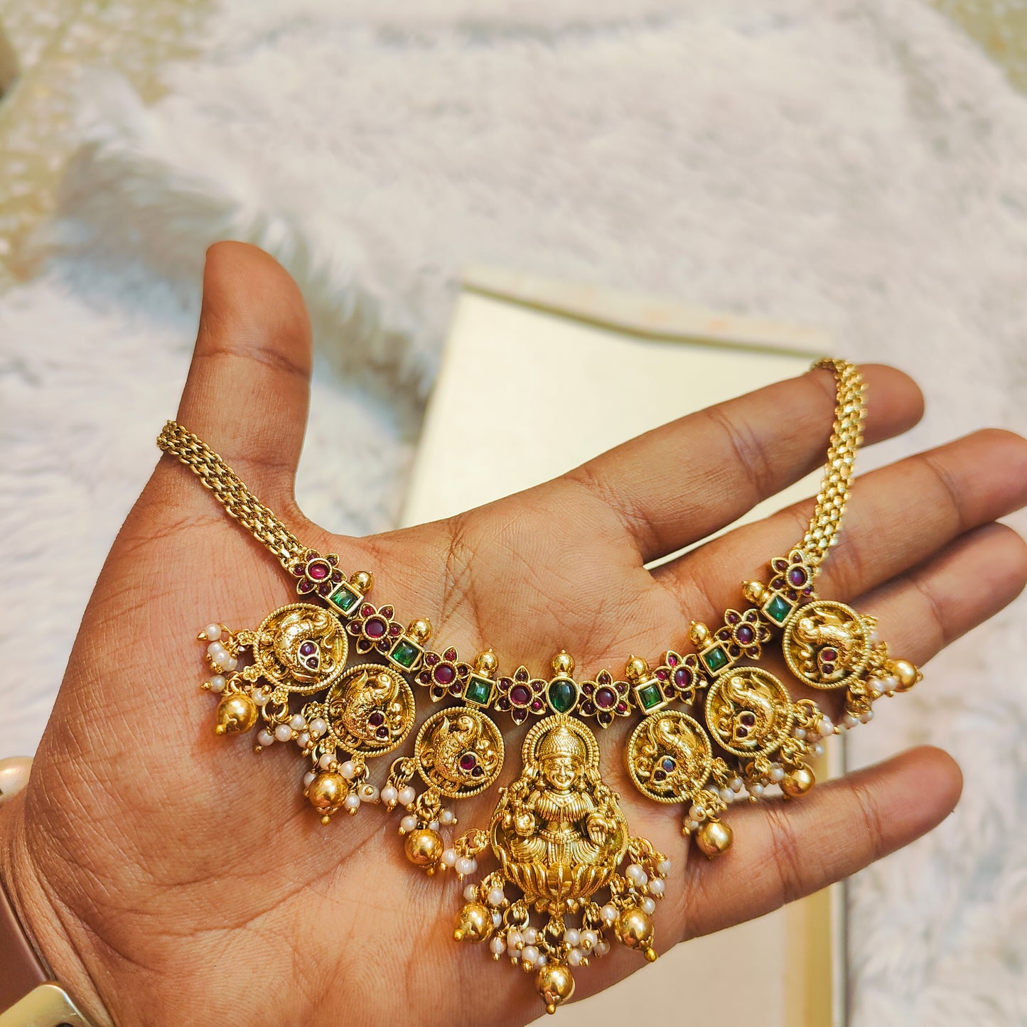 Heritage lakshmi choker set with jhumka