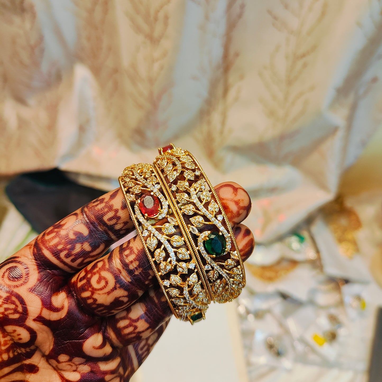 Premium Dual tone stone bangles