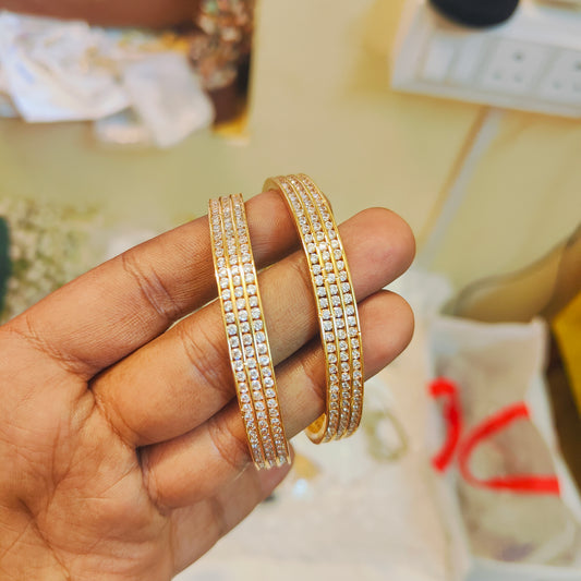 Elegant triple row cz bangles