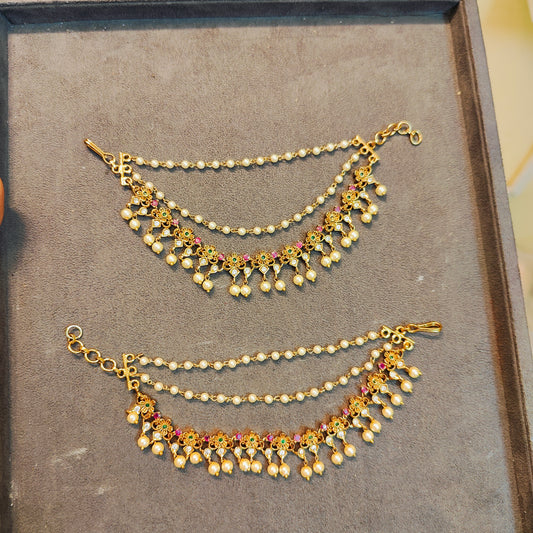Gold antique finish floral side chain