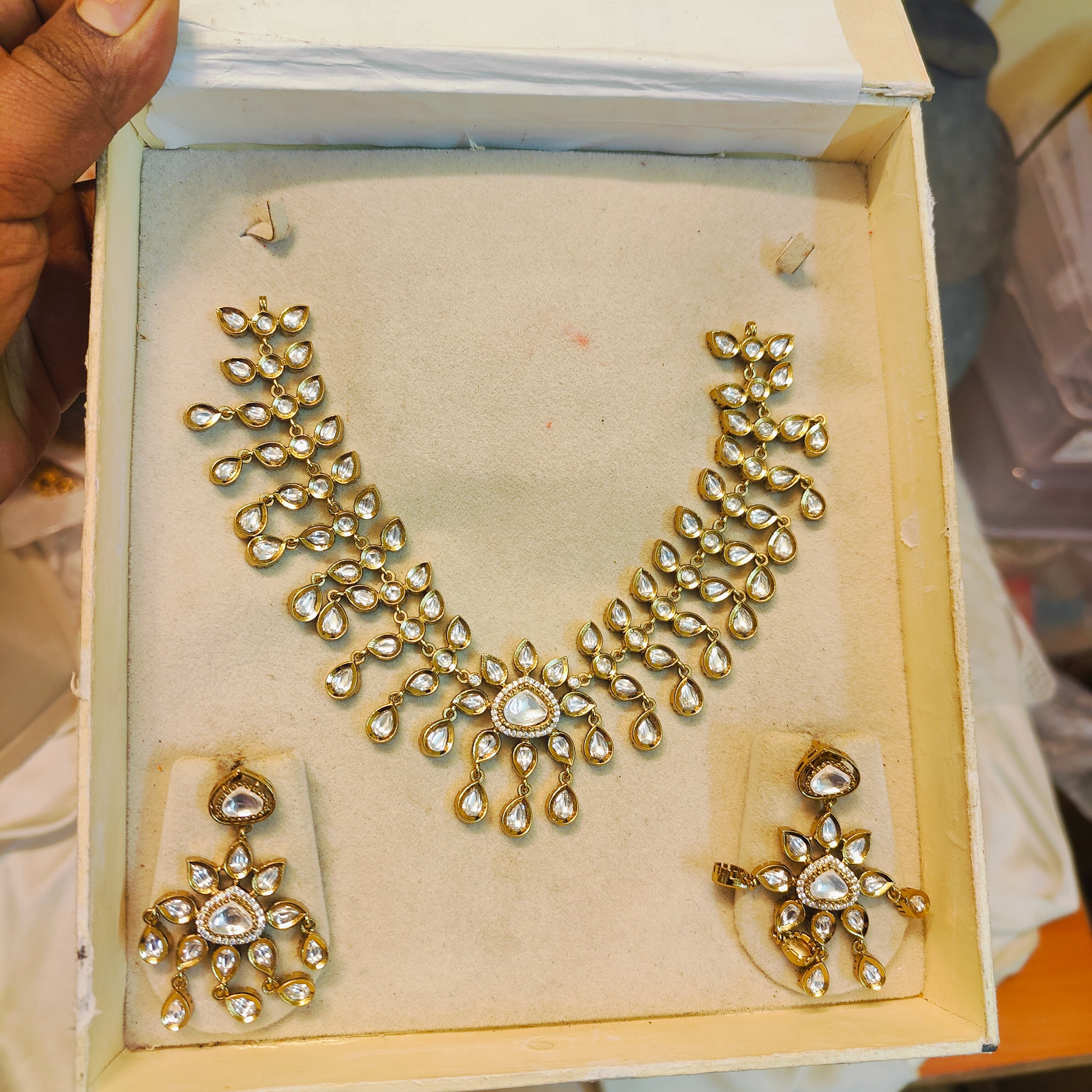 Designer Polki Teardrop necklace set