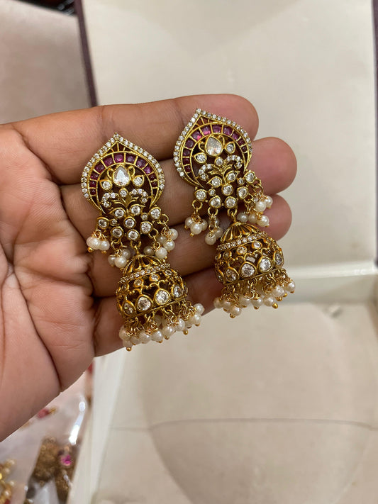 Gold inspired pearl jhumka