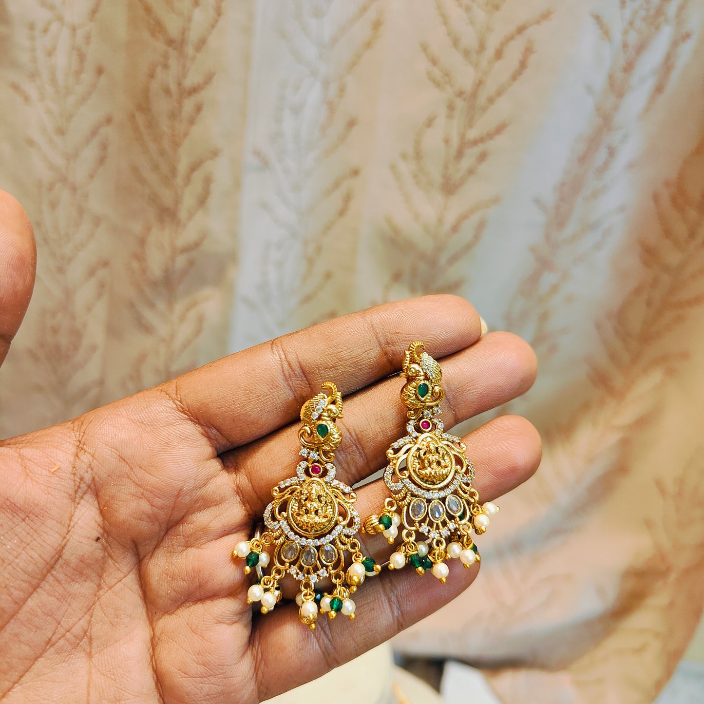 Lakshmi haram with ruby green accents
