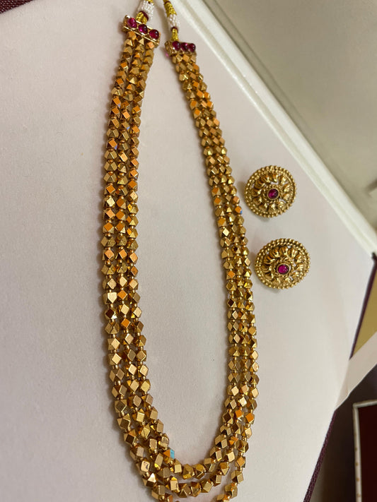 Golden gleam beaded semiharam 18 to 20inches