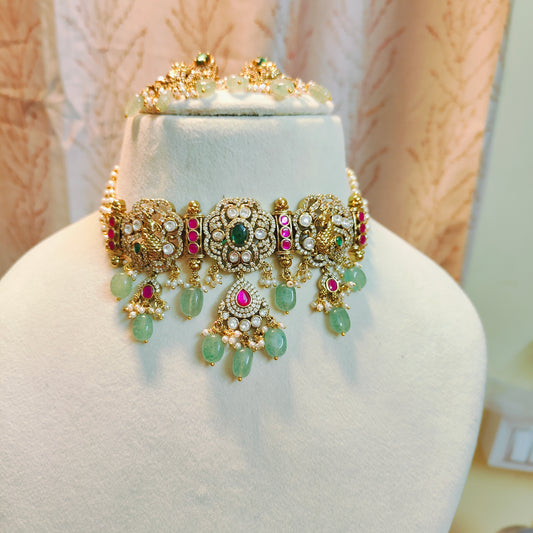 Moissanite Victoria jadau pearl chokerset