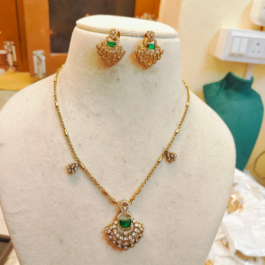 Emerald cz chain set